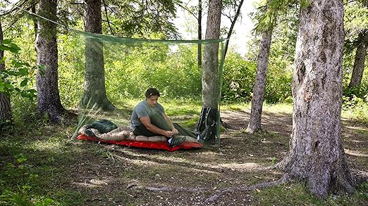 Coghlan's Rectangular Mosquito Net – Lightweight Mesh Canopy for Camping, Travel, and Outdoor Use – Includes Tie Loops, Carry Bag, Twine, Hooks, Anchors, Nails – Green, 78" x 32" x 59"