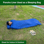 Wearable Blue Military Woobie Poncho Liner with Head Hole. Has Zippers That converts to Sleeping Bag. Water-Resistance, Ripstop Poncho Blanket with Drawstring Bag. Perfect for Outdoor Enthusiasts.