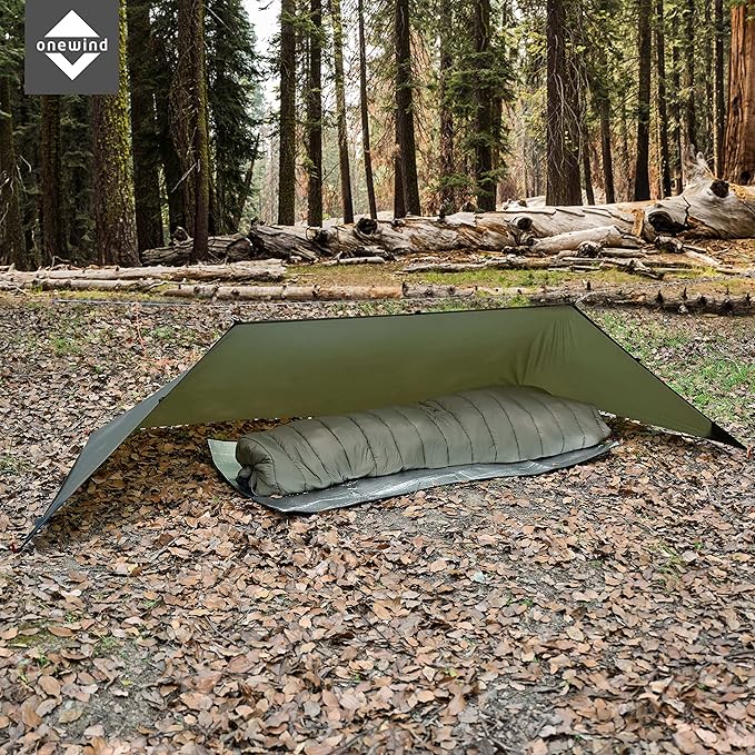 onewind Shelter, Camping Tarp Set Include Emergency Shelter, BugNet and Tent Footprint, Ripstop Silnylon with Silicone PU Coating Survival Shelter Tent for Camping, Hiking, Backpacking