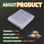 RAINDEWAY Small Tarps Waterproof 4x4 Feet（Pack of 2） 5.5 Mil Thick, Multipurpose Waterproof Poly Tarp Cover，Camping Tarpaulin Silver/Blue Tarp Finished Size