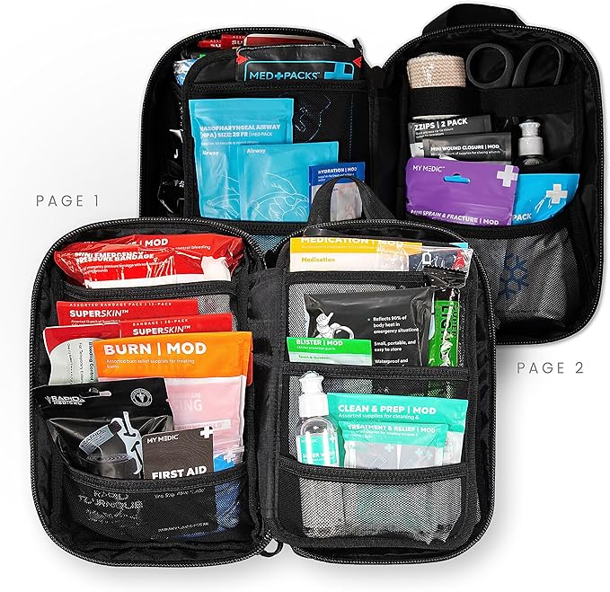 MY MEDIC MyFAK Standard Ifak First Aid Kit - 132 Life Saving Trauma and Medical Items - HSA&FSA Eligible Survival Kit for Camping or Your Car - Black