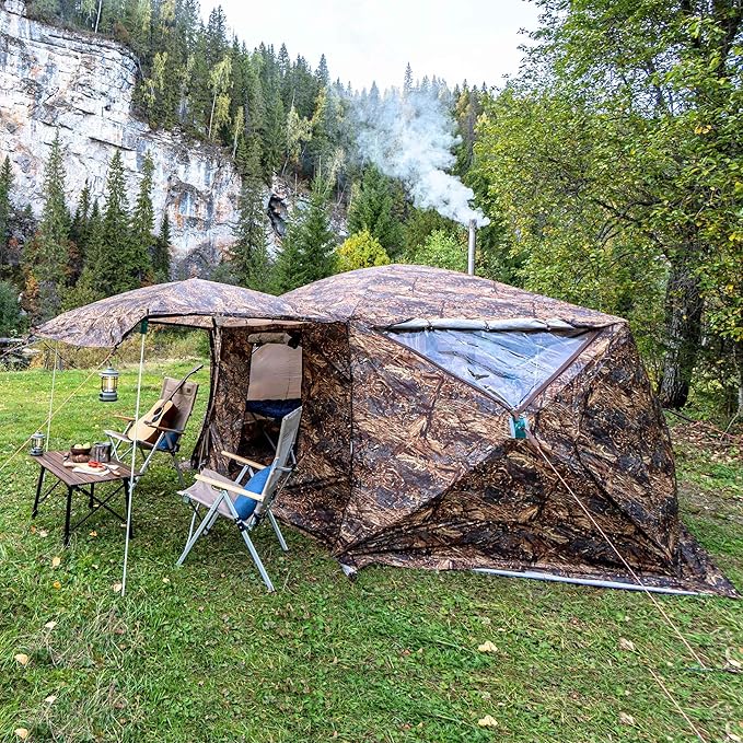 Rbm Outdoors Hot Tent with Stove Jack, Easy Setup 4 Season Winter Tents for Camping, Cold Weather Wall Double Layer Waterproof & Windproof Shelter