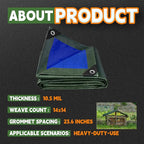 RAINDEWAY Tarps Heavy Duty Waterproof 8x8 Feet,10.5 Mil Waterproof Tarps for Outdoors,Multipurpose Poly Tarp Cover with Metal Grommets and Reinforced Edges,Green/Blue