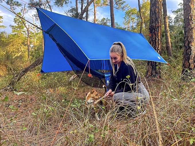 Premium Hammock with Rain Fly, Bug Net, Tree Straps, and Dry Bag - Complete Camping Hammock System with Mesh Bug Net - Outdoor Combo Kit with Rainfly Bundle for Backpacking…