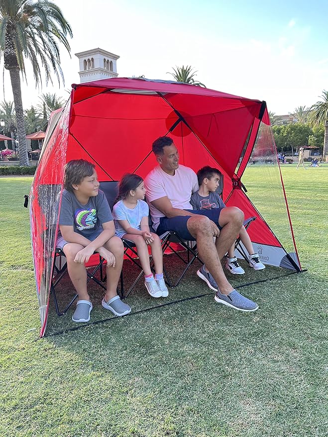 CoverU Sports Tent Pod For 3-4 People - RAIN or Sun Protection – NEW Large Pop Up Climate Canopy Shelter – Soccer, Football, Softball & Other Sporting Events and Parades - Patented and Patents Pending