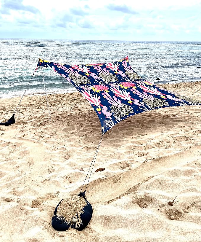 Neso Grande Portable Beach Tent Sun Shelter - Lightweight Beach Shade Canopy - Easy Setup for Family Outings - Patented Reinforced Corners - UPF 50+ Sun Protection - 7ft Tall, 9 x 9ft