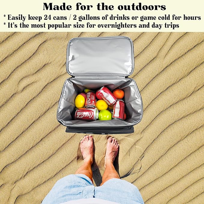 Insulated Cooler Bag Bluetooth Speakers 24 cans 2 gallons Food Drinks | Rechargeable Battery Supports iOS & Android | Leakproof Foldable Travel Camping Hiking
