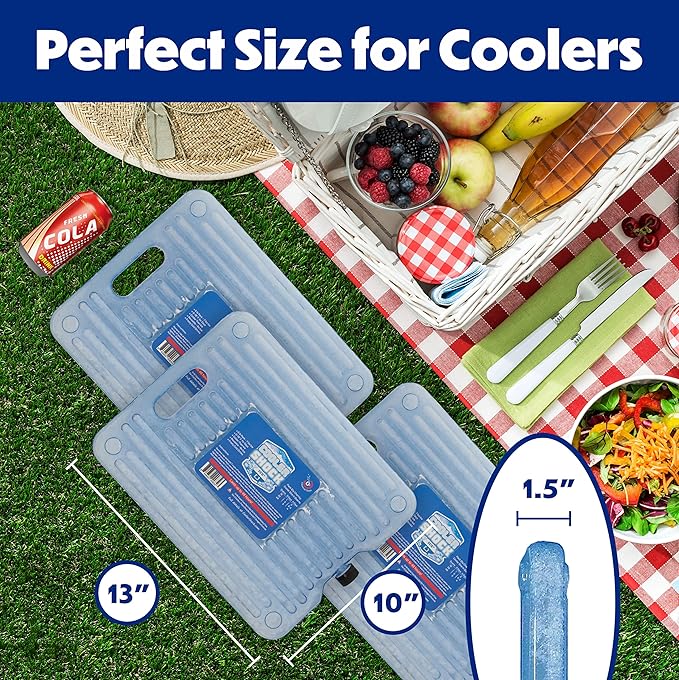 Cooler Shock Ice Packs - Reusable, Premium, Large Pack and Lunch Set for Long Term Use - Cools Faster Than Ice - Cooler Accessories