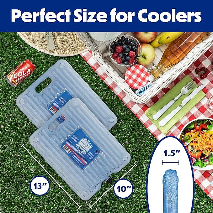 Cooler Shock Ice Packs - Reusable, Premium, Large Pack and Lunch Set for Long Term Use - Cools Faster Than Ice - Cooler Accessories