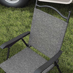 Outsunny Folding Patio Chairs, Set of 4 Sports Chairs for Adults, Camping Chairs with Armrests, Breathable Mesh Fabric Seat for Lawn, Gray