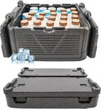 Chill Ice Collapsible Cooler Foam Chest Box - Insulated, Foldable, Portable, Lightweight, Iceless & Waterproof - Large Black