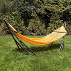 Best Home Fashion Hammock for 2 Persons with Collapsible Steel Stand 600 lbs Capacity- Portable Carrying Case, Adjustable, Perfect for Camping Beach Patio, EZ Daze Foldable Hammock with Stand- Yellow