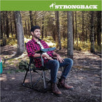 STRONGBACK Outdoor Chair Director Portable Camping Chair with Lumbar Support and Side Table - Heavy-Duty Foldable Chair - Black