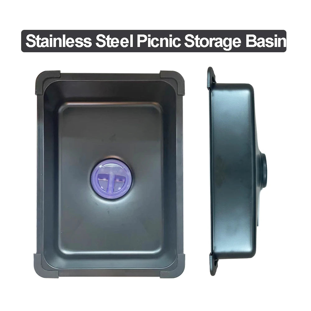 6L Wash Basin IGT Table sink Stainless Steel Picnic Wash Hands Ultra-light Washing Tank Outdoor Camping Kitchen Supplies