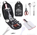 Portable Travel Utensils Set 9pcs Stainless Steel Camping Kitchen Cookware Set Kitchenware for Backpacking BBQ Camping Picnic
