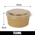 30/10PCS Disposable Lunch Box Kraft Paper Bowl Take Away Food Container with Lid Birthday Party Camping Kitchen Meal Bento Boxes
