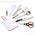 Portable Travel Utensils Set 9pcs Stainless Steel Camping Kitchen Cookware Set Kitchenware for Backpacking BBQ Camping Picnic