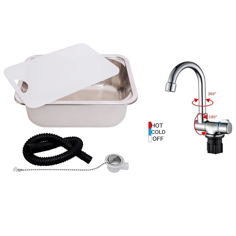 RV Table sink Stainless Steel  Wash Basin Picnic Wash Hands Ultra-light Washing Tank Outdoor Camping Kitchen Suppl