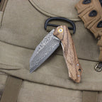 Damascus Pattern Folding Knife Wood Handle Portable Outdoor Self-defense Pocket knife High Hardness EDC Camping Kitchen Knives