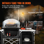 SucceBuy Camping Kitchen Table Cabinet Folding Cooking Storage Rack X-Shaped Aluminum Alloy Bracket for BBQ Picnic Garden Table
