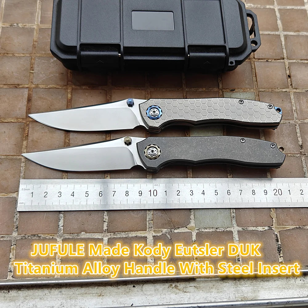 JUFULE 2025 DUK Titanium Handle Real 60+ HRC 154CM Steel Ceramic Bearings Pocket EDC Tool Camping Kitchen Outdoor Folding Knife