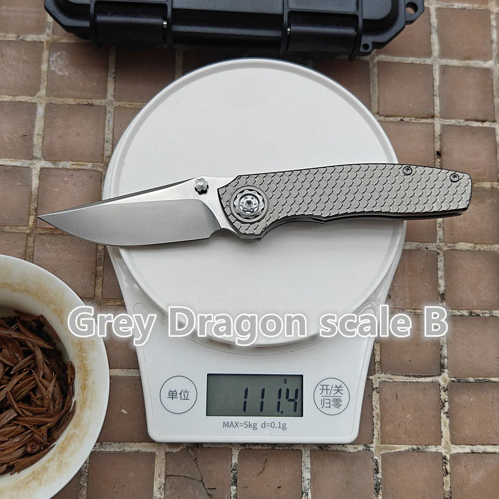 JUFULE Kody Eutsler Dukling M390 3" Blade Titanium Handle Ceramic Bearings Pocket EDC Tool Camping Kitchen Outdoor Folding Knife
