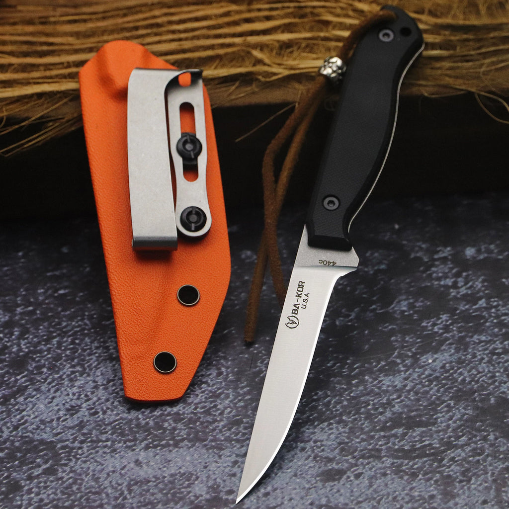 BA-KOR USA 440C steel G10 handle all-Tang outdoor camping kitchen knife + K sheath, fruit knife, hunting knife, camping knife