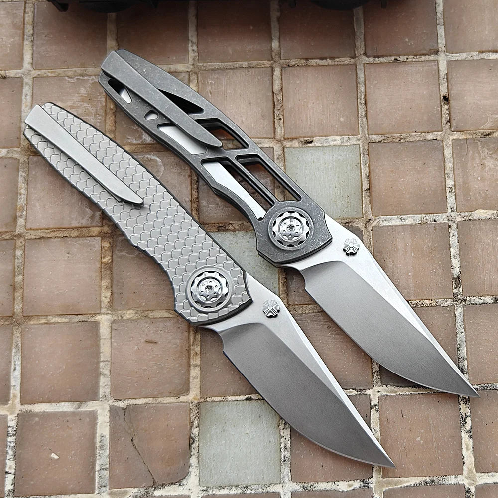 JUFULE Kody Eutsler Dukling M390 3" Blade Titanium Handle Ceramic Bearings Pocket EDC Tool Camping Kitchen Outdoor Folding Knife