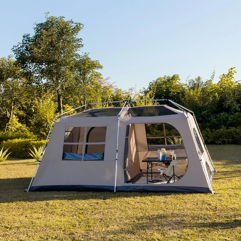 Sonuto Automatic Large Camping Tent 3-8 Person Quick Setup Double Hall Ridge Tent with Canopy for Outdoor Family Adventures