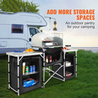 SucceBuy Camping Kitchen Table Cabinet Folding Cooking Storage Rack X-Shaped Aluminum Alloy Bracket for BBQ Picnic Garden Table
