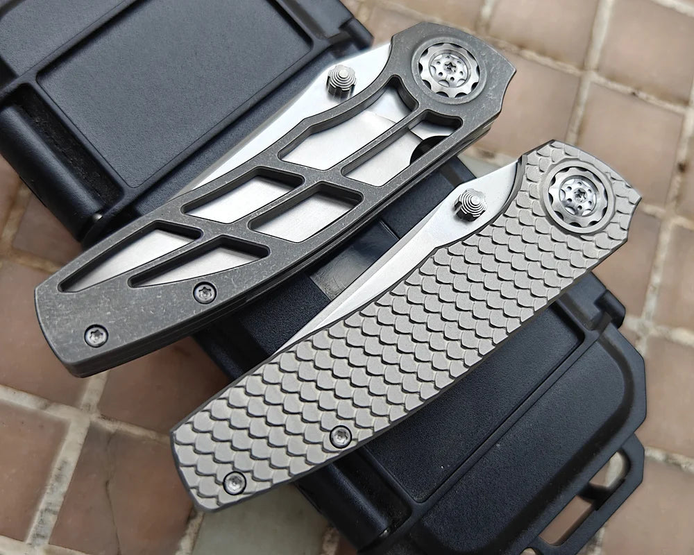 JUFULE Kody Eutsler Dukling M390 3" Blade Titanium Handle Ceramic Bearings Pocket EDC Tool Camping Kitchen Outdoor Folding Knife