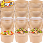 30/10PCS Disposable Lunch Box Kraft Paper Bowl Take Away Food Container with Lid Birthday Party Camping Kitchen Meal Bento Boxes
