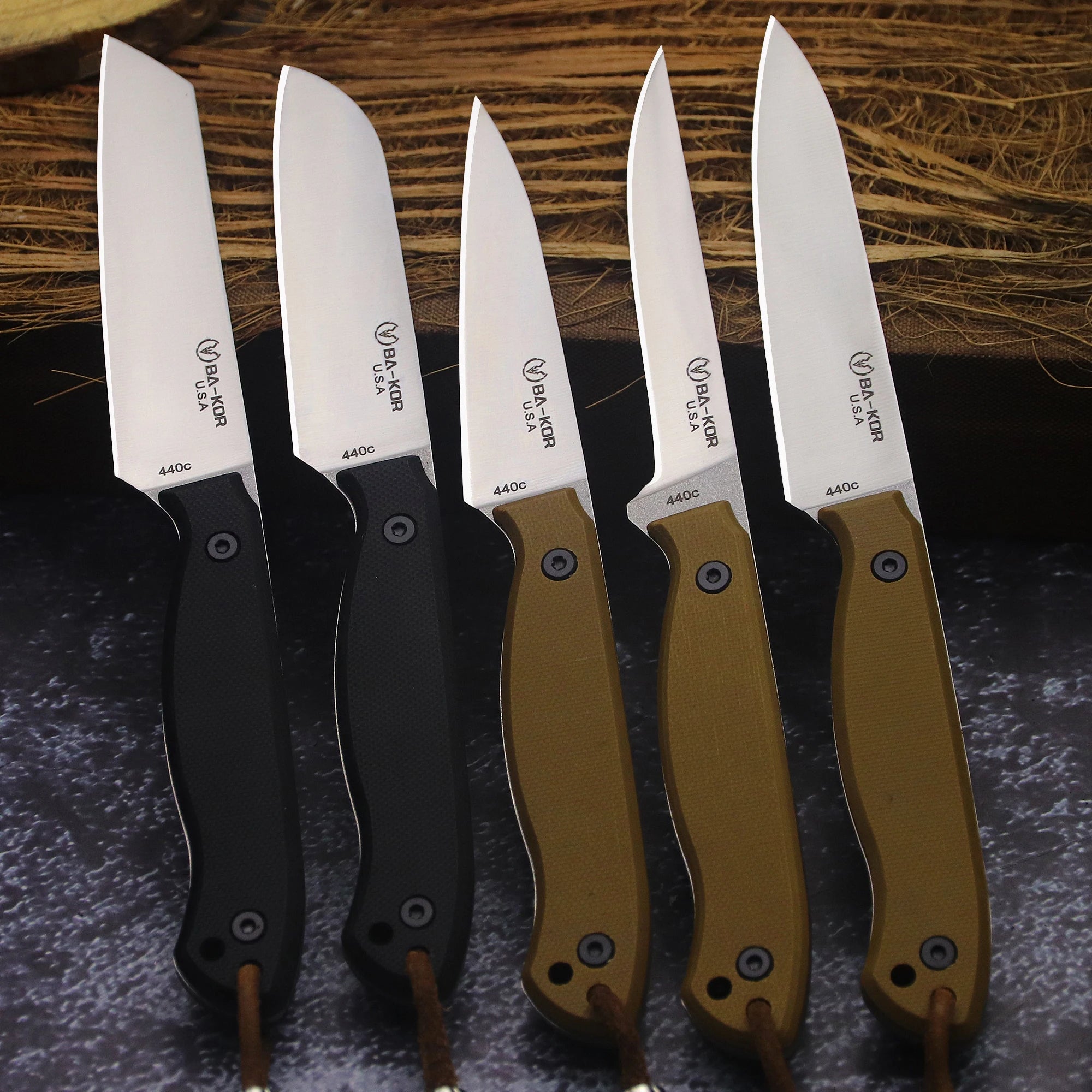 BA-KOR USA 440C steel G10 handle all-Tang outdoor camping kitchen knife + K sheath, fruit knife, hunting knife, camping knife
