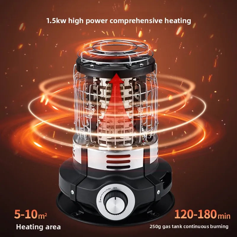 Outdoor Winter Heating Stove Gas Burner 1500W Camping Kitchen Cookware Portable Adjustable Fire Power Heater Heating Oven Burner