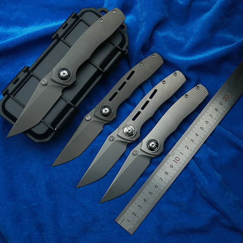 LEMIFSHE  Dukling Real M390 Blade Titanium Handle Ceramic Bearings Pocket EDC Tool Camping Kitchen Outdoor Folding Knife