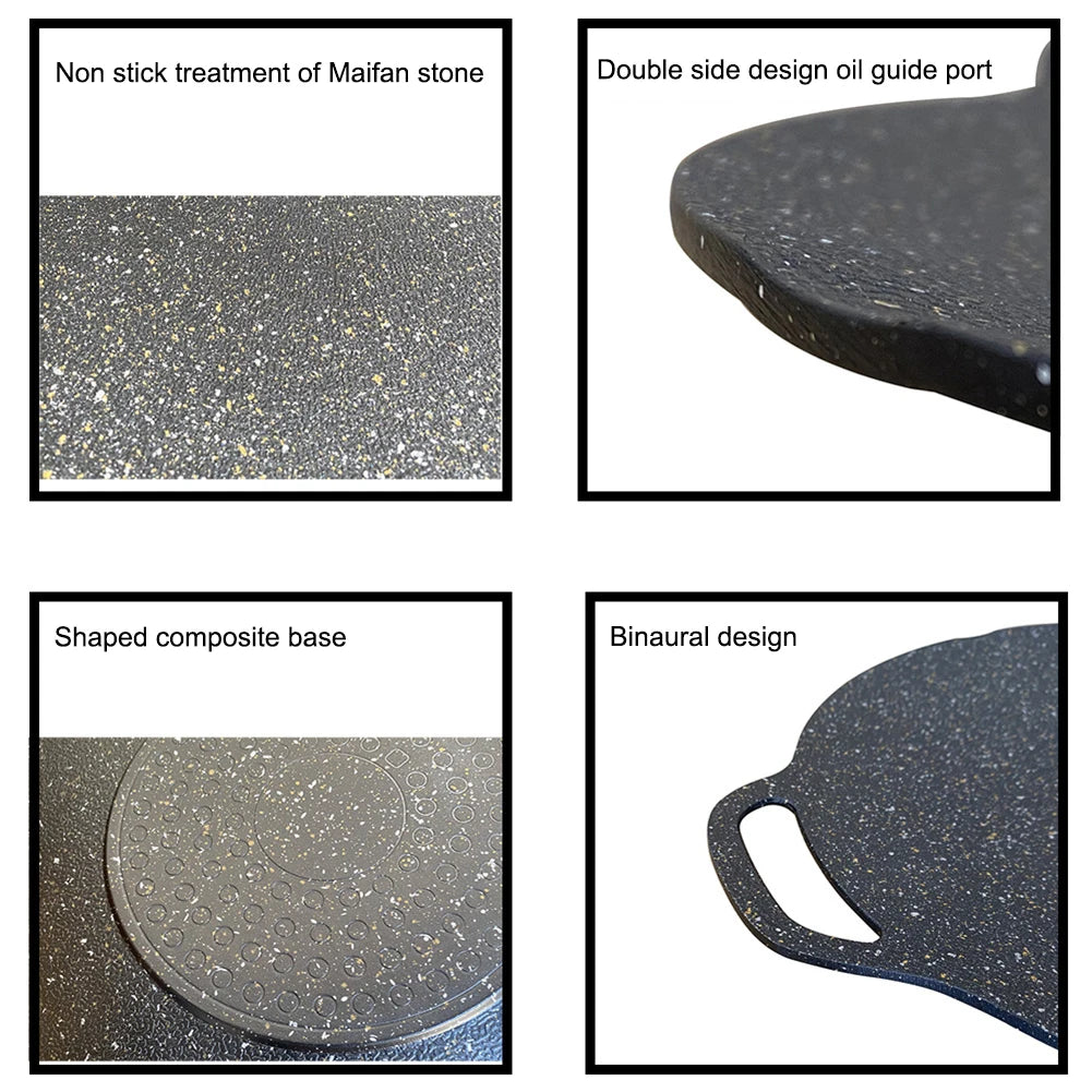 Oil Frying Baking Pan Non-stick Pancake Pan Multi-purpose Round for Outdoor Camping Kitchen Bakeware Household Tools