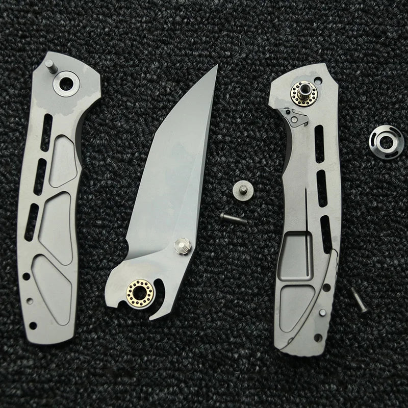 LEMIFSHE  Dukling Real M390 Blade Titanium Handle Ceramic Bearings Pocket EDC Tool Camping Kitchen Outdoor Folding Knife