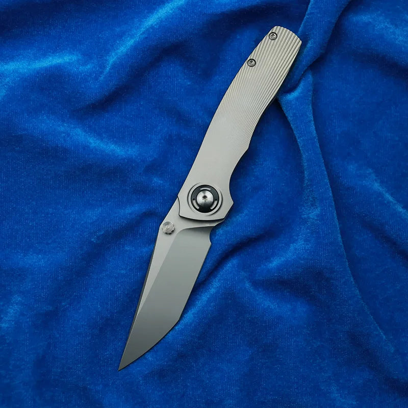LEMIFSHE  Dukling Real M390 Blade Titanium Handle Ceramic Bearings Pocket EDC Tool Camping Kitchen Outdoor Folding Knife