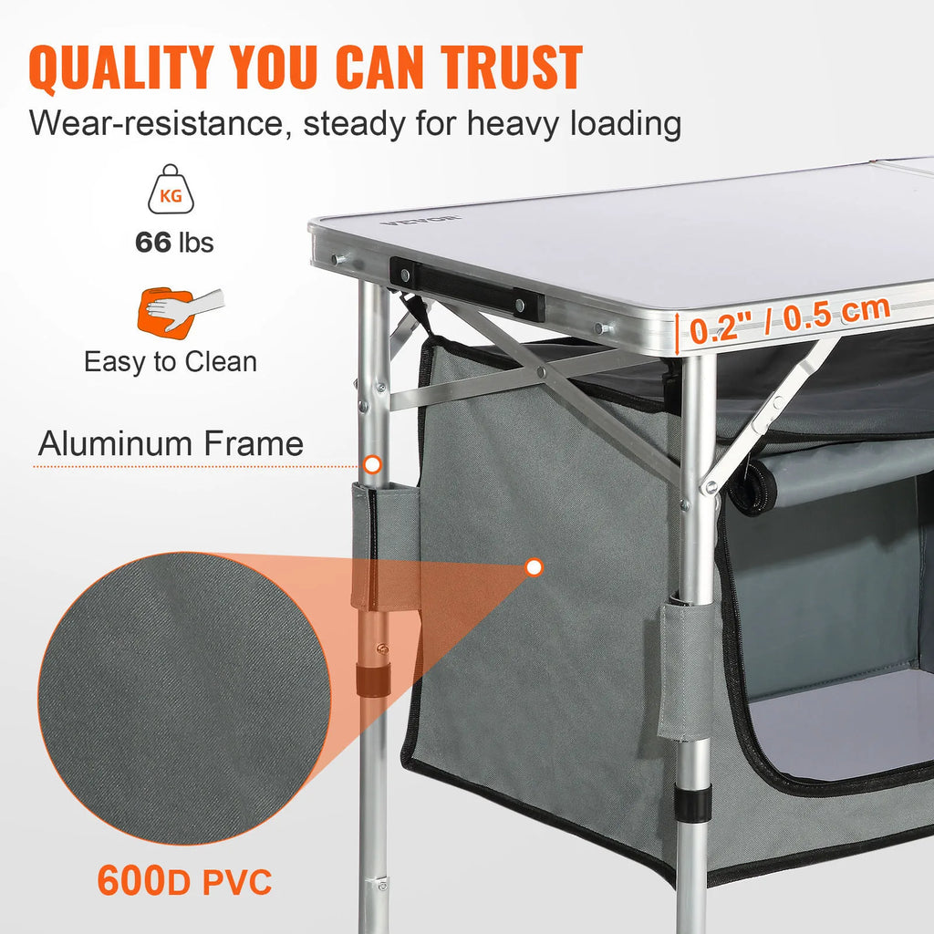 SucceBuy Camping Kitchen Table Quick set-up Folding Camping Table MDF Camping Table for Outdoor Picnics BBQ Camping RV Traveling