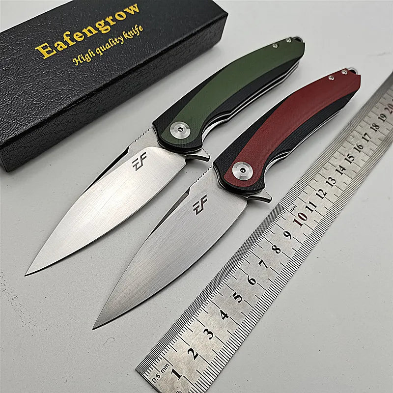 Eafengrow EF954 Folding D2 Blade G10 Pocket Survival Hunting Tactical Flipper Outdoor Camping Kitchen Rescue Gift EDC Knife