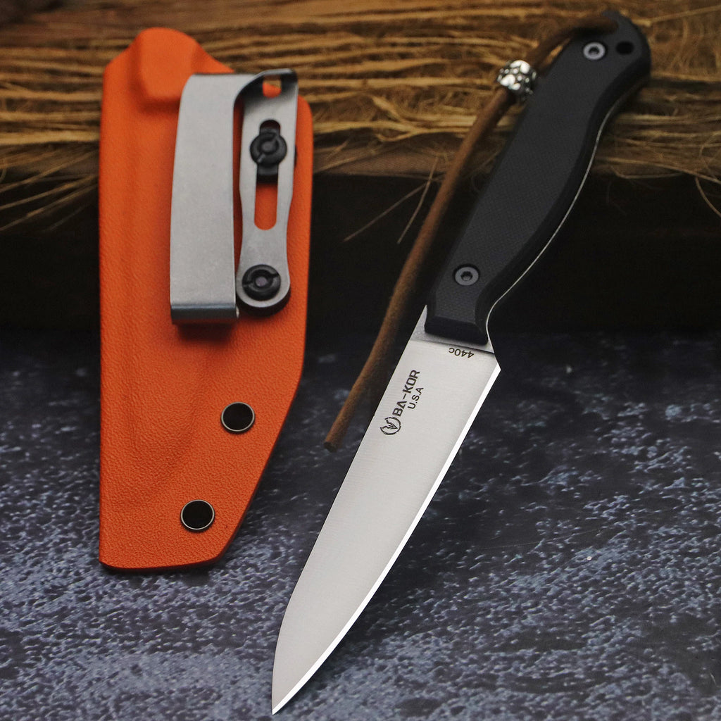 BA-KOR USA 440C steel G10 handle all-Tang outdoor camping kitchen knife + K sheath, fruit knife, hunting knife, camping knife