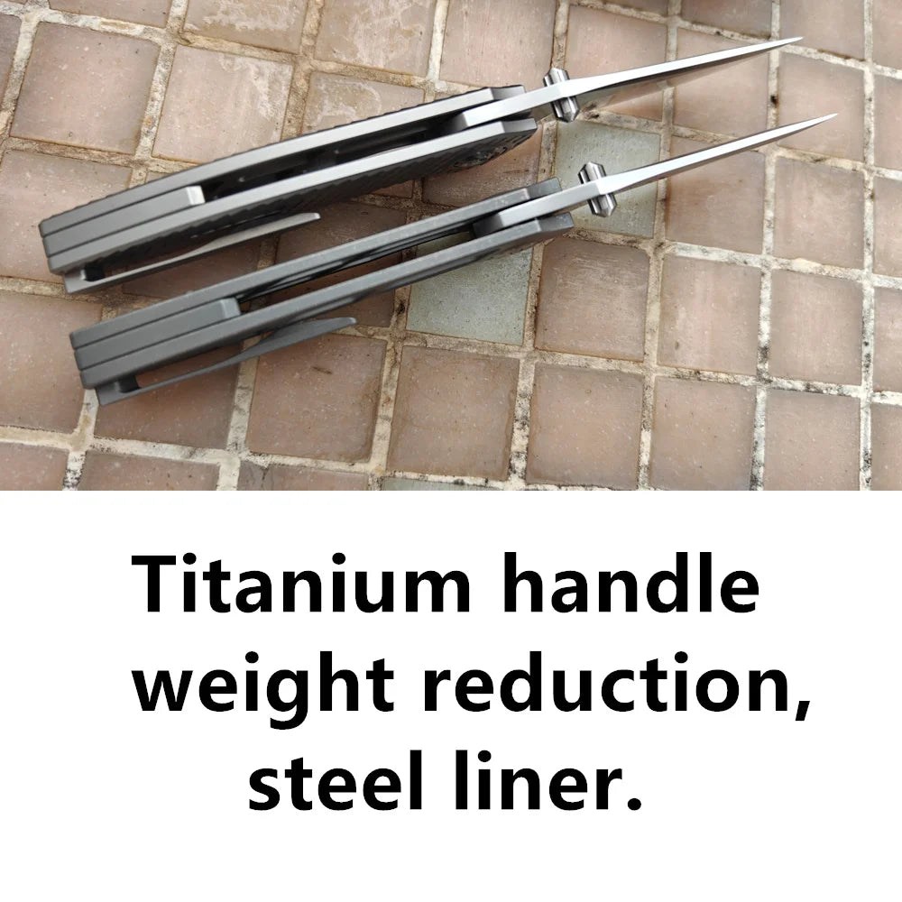 JUFULE Kody Eutsler Dukling M390 3" Blade Titanium Handle Ceramic Bearings Pocket EDC Tool Camping Kitchen Outdoor Folding Knife