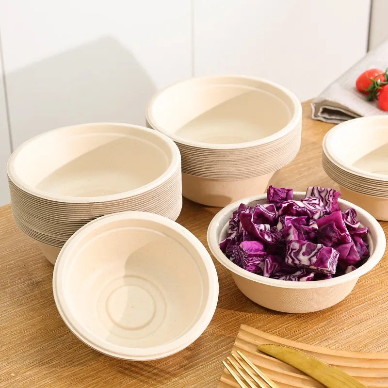 Disposable Lunch Box Paper Bowls Soup Salad Noodle Bowl Eco-Friendly Food Bowls Party Camping Kitchen Meal Preparation Container