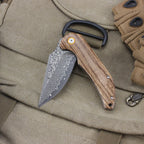 Damascus Pattern Folding Knife Wood Handle Portable Outdoor Self-defense Pocket knife High Hardness EDC Camping Kitchen Knives