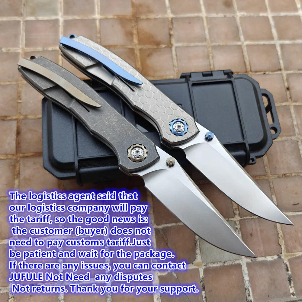 JUFULE 2025 DUK Titanium Handle Real 60+ HRC 154CM Steel Ceramic Bearings Pocket EDC Tool Camping Kitchen Outdoor Folding Knife