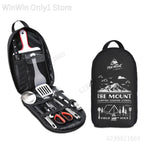 Portable Travel Utensils Set 9pcs Stainless Steel Camping Kitchen Cookware Set Kitchenware for Backpacking BBQ Camping Picnic