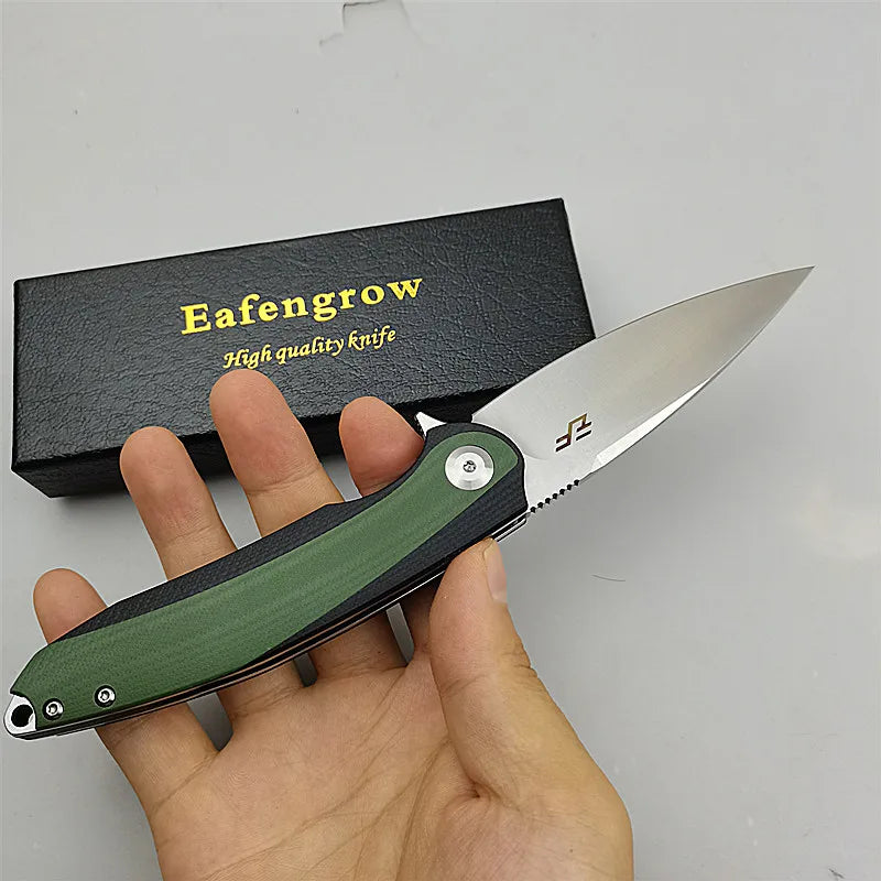 Eafengrow EF954 Folding D2 Blade G10 Pocket Survival Hunting Tactical Flipper Outdoor Camping Kitchen Rescue Gift EDC Knife